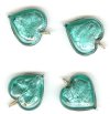 1 13x13x6mm Emerald with Foil Lampwork Heart Pendant